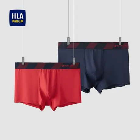 HLA/海澜之家两条装针织平脚短裤撞色透气舒适弹力柔软贴身短裤男图片