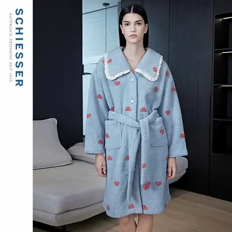 SCHIESSER舒雅女士暖绒绒羊羔绒加绒加厚系带家居服浴袍睡袍21876图片