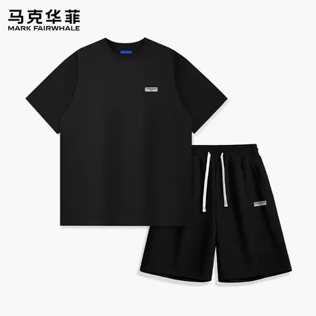 马克华菲男士运动套装户外短袖男纯棉T恤2025新款男款休闲五分袖商品大图