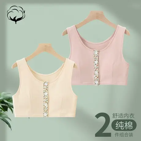 妈妈内衣文胸中年妇女老年人无钢圈聚拢胸罩薄无痕前扣背心式大码商品大图