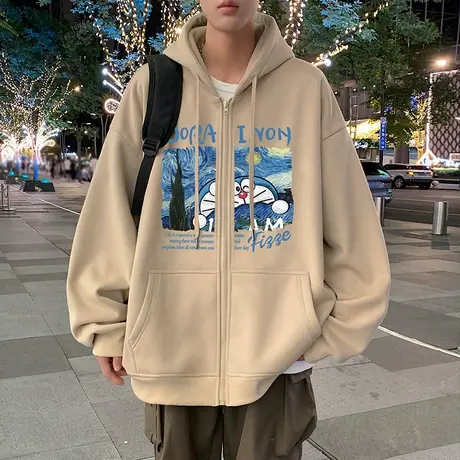 重磅开衫连帽卫衣男秋冬季2023新款卡通高级感痞帅青年情侣款外套商品大图