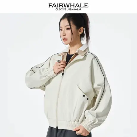 马克华菲美式复古立领短款外套女2025新款春秋宽松休闲百搭上衣潮图片