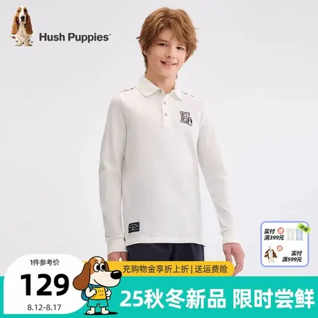 暇步士童装男童长袖POLO衫25秋新品大童学院风简约上衣儿童休闲T商品大图