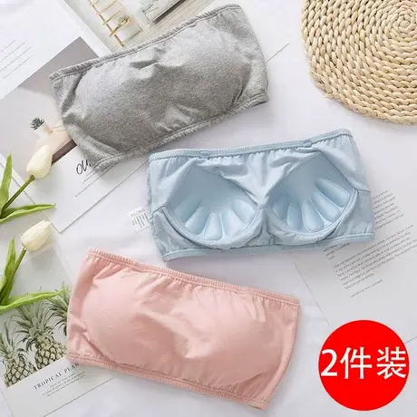 美背内衣女无肩带抹胸聚拢无钢圈文胸防走光少女打底裹胸棉小胸罩商品大图