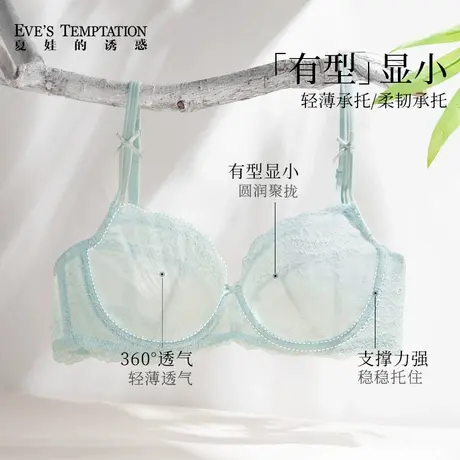 夏娃的诱惑内衣女超薄款蕾丝柔软舒适大胸显小上托防下垂文胸罩商品大图