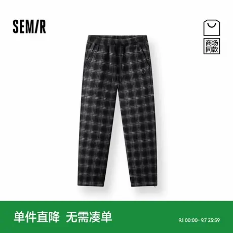 商场同款|森马 x Marcus联名款休闲裤男冬加绒2025新款情侣格子裤商品大图