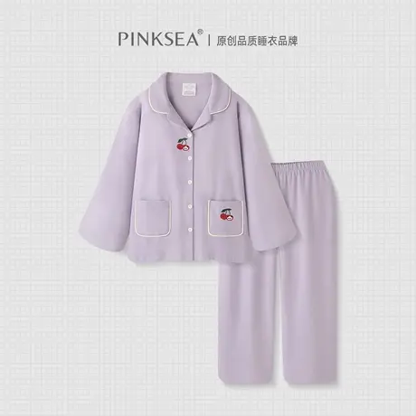 女士纯棉睡衣春秋季长袖高级感家居服柔软四季可外穿女款长裤套装商品大图