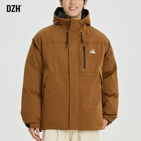 男士咖啡色连帽棉袄男冬季加厚保暖宽松棉衣2023新款棉服冬装外套商品大图