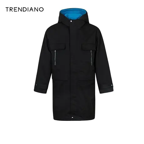 TRENDIANO官方潮牌秋冬男装时尚棉服中长款棉衣保暖男士休闲外套图片