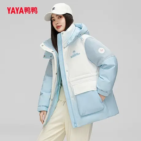 鸭鸭宝可梦联名羽绒服女2023年冬季新品短款连帽时尚保暖外套Y图片