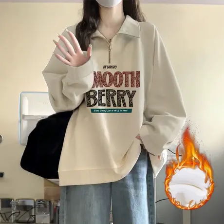 嘻哈风大码女装上衣hiphop潮牌加绒卫衣潮ins大码秋冬情侣装外套图片