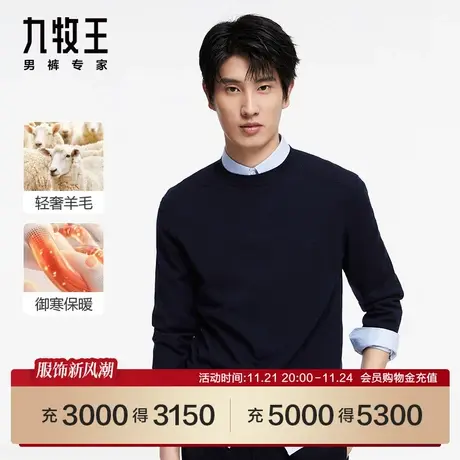 [含羊毛]九牧王男装JY1C40127圆领绵羊毛衫23秋冬专柜品质毛衣SN图片