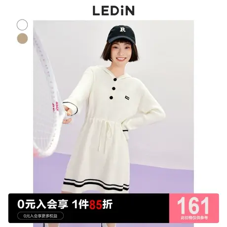 乐町休闲针织连衣裙休闲秋冬新款女早秋运动甜酷针织长袖裙子图片