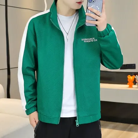 秋季外套男装2022新款潮牌高级感条纹夹克休闲情侣装刺绣学生上衣图片