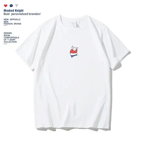 2023夏季趣味卡通小胖印花短袖t恤男夏季纯棉宽松休闲圆领体恤商品大图