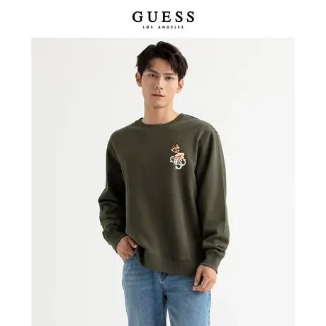 GUESS男士运动服oversize长袖圆领套头重磅卫衣M3BQ20K9YH1图片