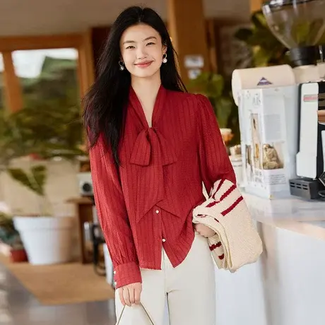 时尚气质百搭长袖衬衫女士2023年秋季新款设计感百搭休闲上衣商品大图