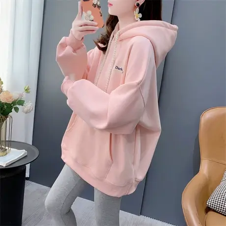宽松慵懒风加绒加厚连帽卫衣女2023新款秋冬爆款洋气百搭外套上衣商品大图