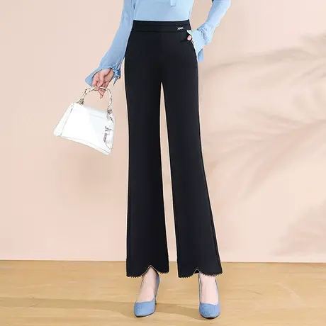 气质微喇鱼尾裤女秋季2023新款高腰显瘦直筒喇叭裤通勤职业长裤子商品大图