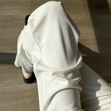 白色阔腿裤女2023年春季新款高腰垂感直筒宽松显瘦百搭休闲微喇裤商品大图