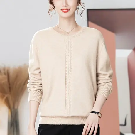 中老年妈妈毛衣女秋冬新款加肥加大码女装宽松洋气外穿针织打底衫商品大图