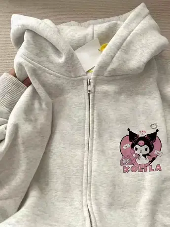 美式复古oversize卫衣女春秋上衣韩系慵懒风连帽薄款开衫拉链外套商品大图