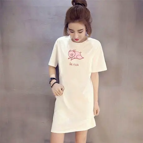 欧洲站2023夏季新款白色t恤女短袖宽松大码中长款纯棉上衣欧货潮商品大图