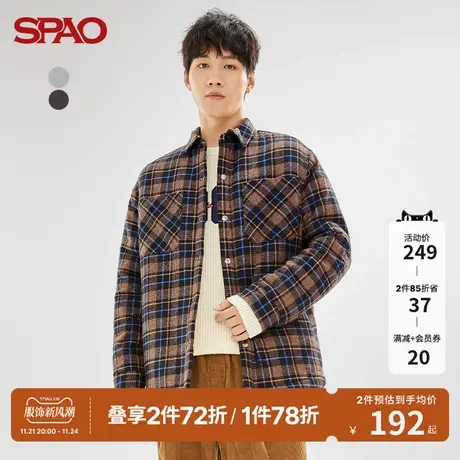 SPAO 男士衬衫春季新款时尚百搭格子加厚衬衫外套SPYCB4VH24商品大图