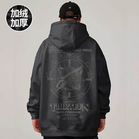 oversize帽衫ins胖子宽松加绒加厚加肥加大连帽卫衣男2025春秋款图片