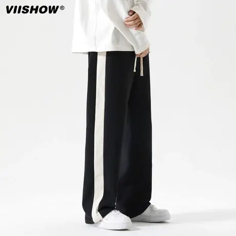 VIISHOW冬季款休闲裤男士潮流垂感宽松直筒阔腿学生加厚长裤子男商品大图
