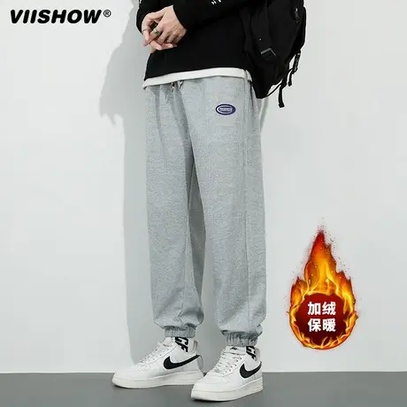 VIISHOW男卫裤春秋加厚加绒束脚男生运动裤秋冬学生潮牌休闲长裤商品大图