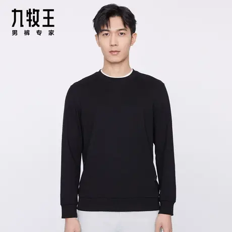 [时尚休闲]九牧王男装HT1C10127卫衣24春季亲肤细腻圆领长袖T恤图片