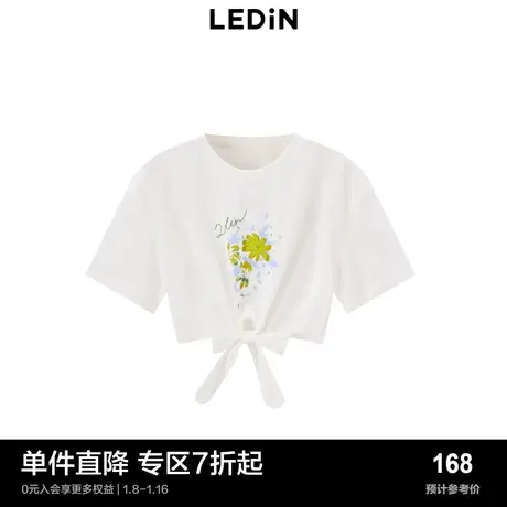 【汗水拜拜】乐町宽松系带短T恤夏季卡通短袖C2DAD02商品大图