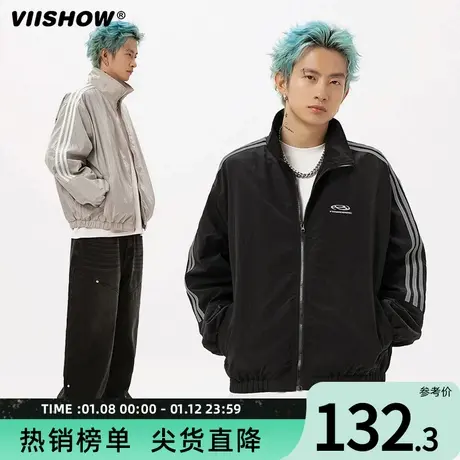 VIISHOW美式街头夹克衫男早春季新款宽松嘻哈立领运动薄款上衣服商品大图