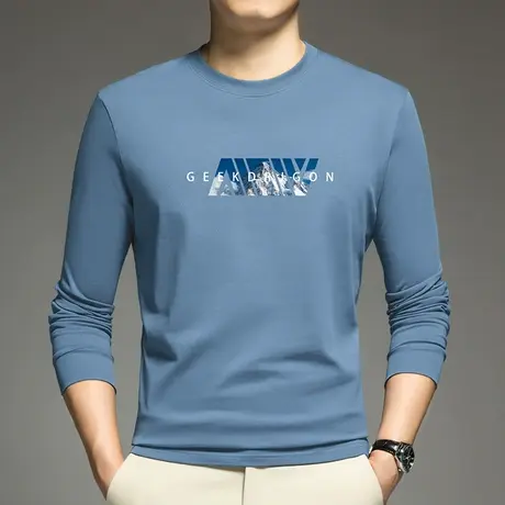 重磅纯棉长袖t恤男秋冬保暖加绒加厚摇粒绒打底衫全棉内搭秋衣服商品大图