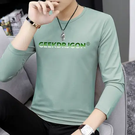 莫代尔长袖t恤男秋季潮流圆领内搭上衣服体恤打底衫修身秋衣小衫商品大图