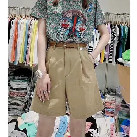 工装短裤女2023夏季新款韩版高腰显瘦女宽松百搭薄款五分阔腿裤子图片