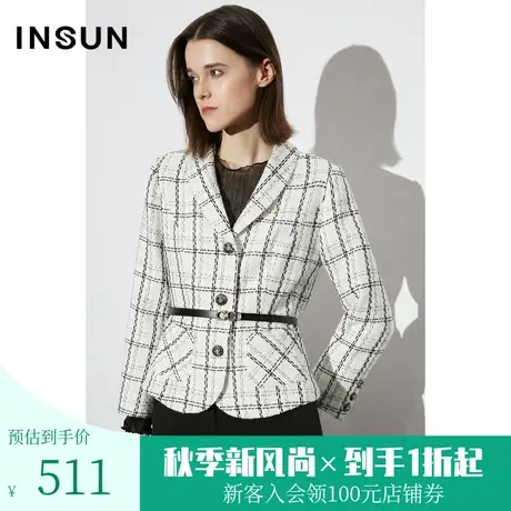 [触感香风]恩裳COVER2023年早春新款复古典雅粗花呢收腰女装外套图片