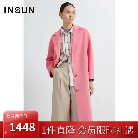 恩裳2022冬羊毛经典西装领休闲贴袋设计双面毛呢外套商品大图