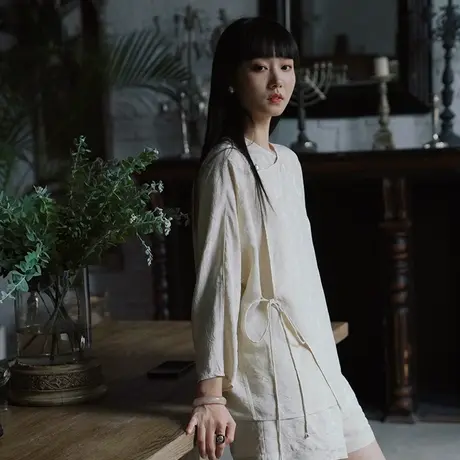 新中式人丝提花女士衬衫2023年新款设计师小众衬衣复古轻国风上衣图片