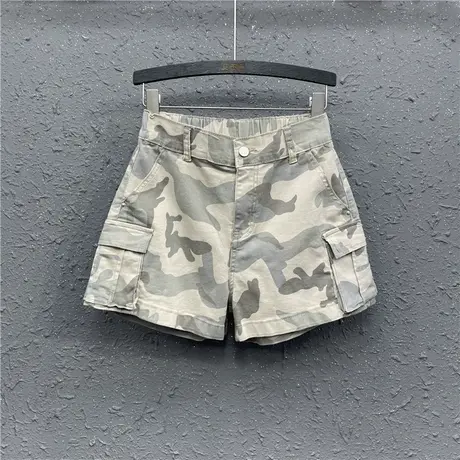 迷彩女装工装短裤女夏季新款欧货休闲后松紧腰个性宽松阔腿裤热裤商品大图