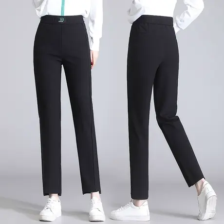 黑色哈伦裤女2023春季新款百搭松紧腰显瘦直筒女裤子西装休闲裤潮图片