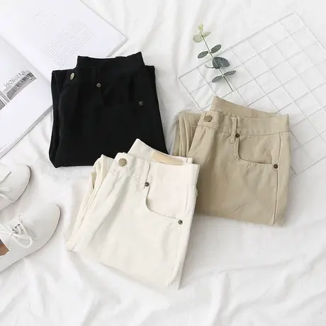 2018新款文艺港风休闲裤女复古工装裤中性bf风宽松阔腿长裤子图片