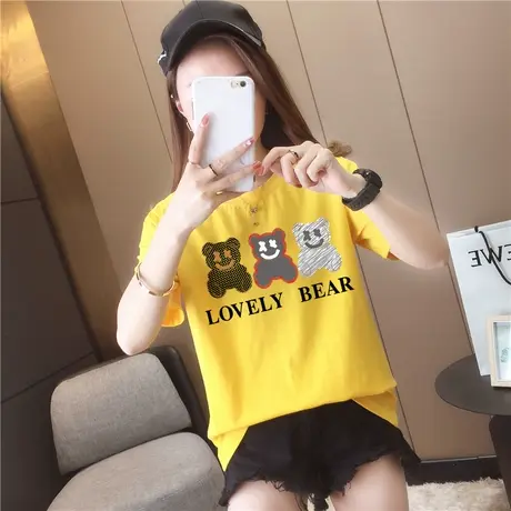 短袖t恤女夏装百搭宽松大码女装胖mm上衣韩版体恤2023新款印花商品大图