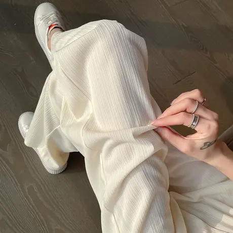 冰丝阔腿裤女春夏季薄款凉凉抖抖裤子高腰显瘦垂感宽松直筒休闲裤图片