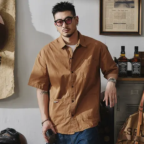 Modi Nick/摩帝尼克男士衬衫工装短袖宽松潮流休闲帅气上衣外套图片