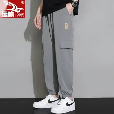 夏季冰丝薄款男士休闲裤宽松透气运动九分裤潮牌百搭束脚裤子男款商品大图