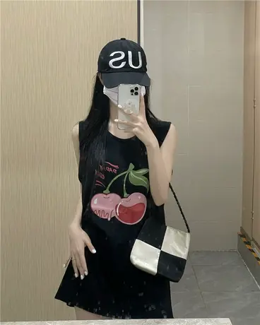 纯棉吊带运动坎肩背心无袖t恤女夏季设计感小众外穿宽松挂脖上衣商品大图