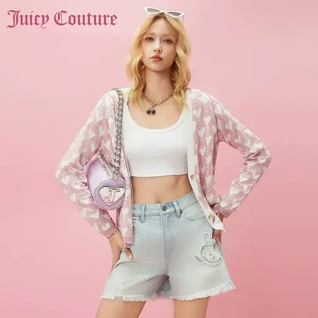 Juicy Couture橘滋2024早春日穿搭新款女装纽扣爱心针织女士外套图片