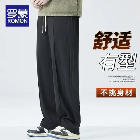 罗蒙阔腿裤子男士春季宽松直筒运动卫裤潮牌男生休闲长裤春秋新款图片